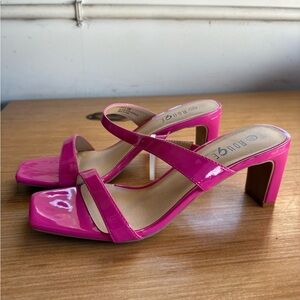 Rouje Fuchsia Patent Block-Heel Sandals